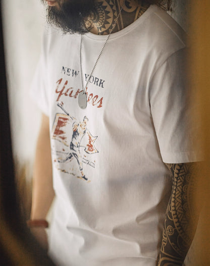 American Retro Baseball Letters Printed Cotton Bottoming Men's T-Shirt - Harmony Gallery