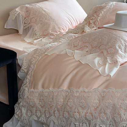 French Princess Romantic Lace Long-Staple Cotton Four-Piece Bed Set - Harmony Gallery