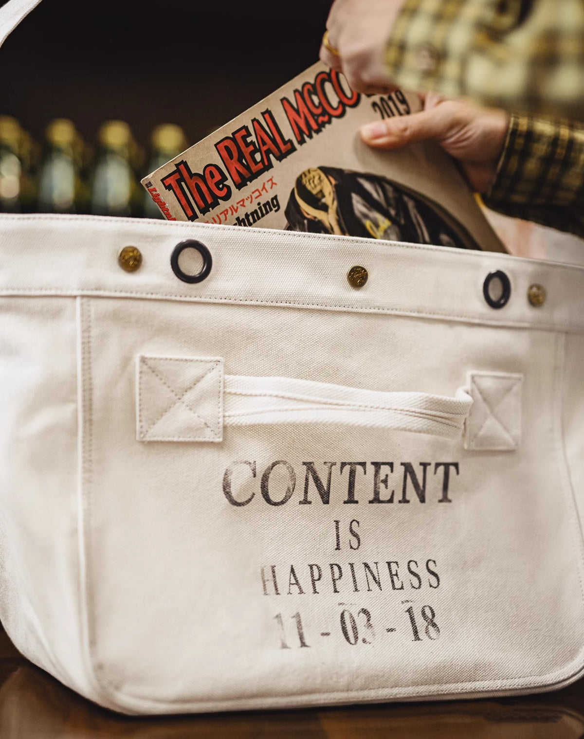 American Retro Motorcycle Large Capacity Canvas Messenger Printed Letter Men's Bag - Harmony Gallery