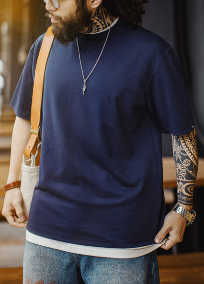 American Antibacterial Ribbed Collar Clean Fit Knitted Thin Half-Sleeve Men's T-Shirt - Harmony Gallery