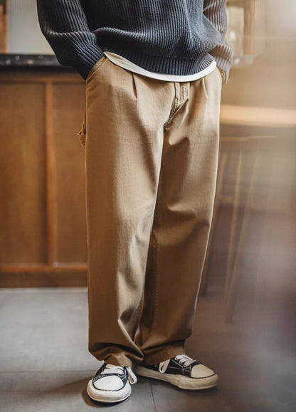 American Retro Lumberjack Casual Loose Straight Cotton Long Men's Trousers - Harmony Gallery