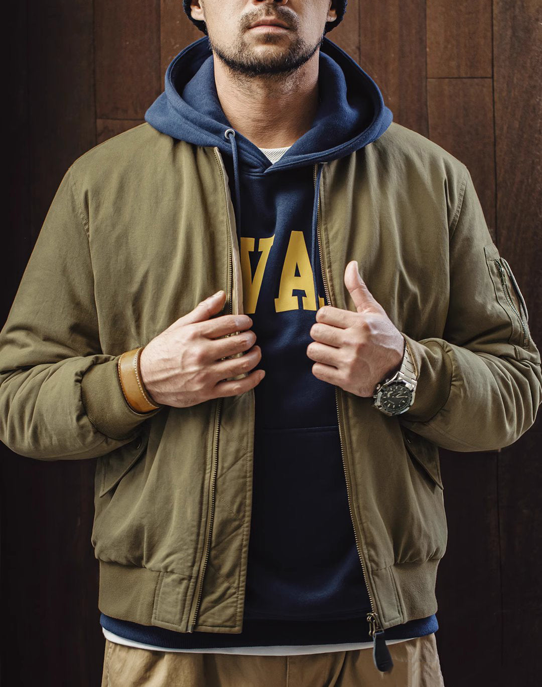 American Retro Reversible MA1 Bomber Cotton Baseball Men's Jacket - Harmony Gallery
