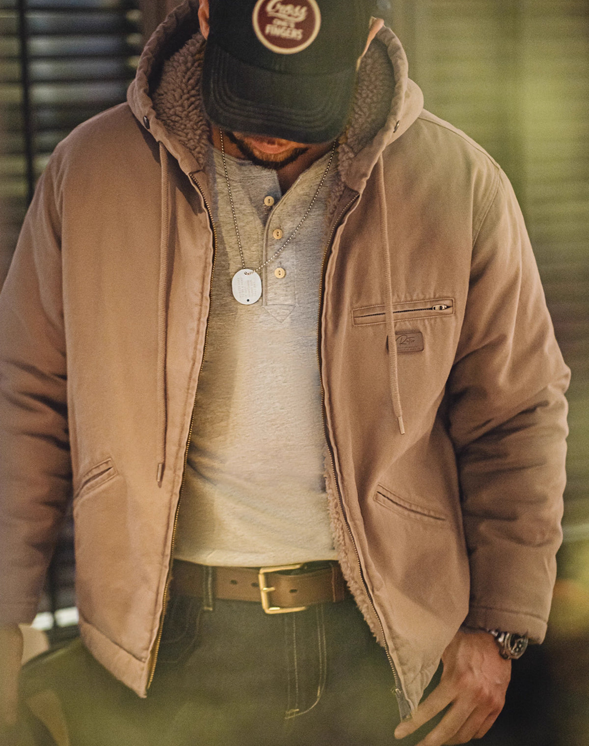 American Retro J141 Hooded Cotton Wool Velvet Warm Canvas Men's Jacket - Harmony Gallery