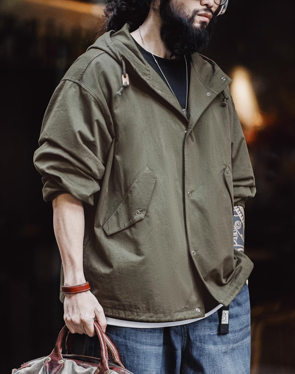 American Retro M51 Hooded Military Loose Cotton Fishtail Men's Jacket - Harmony Gallery