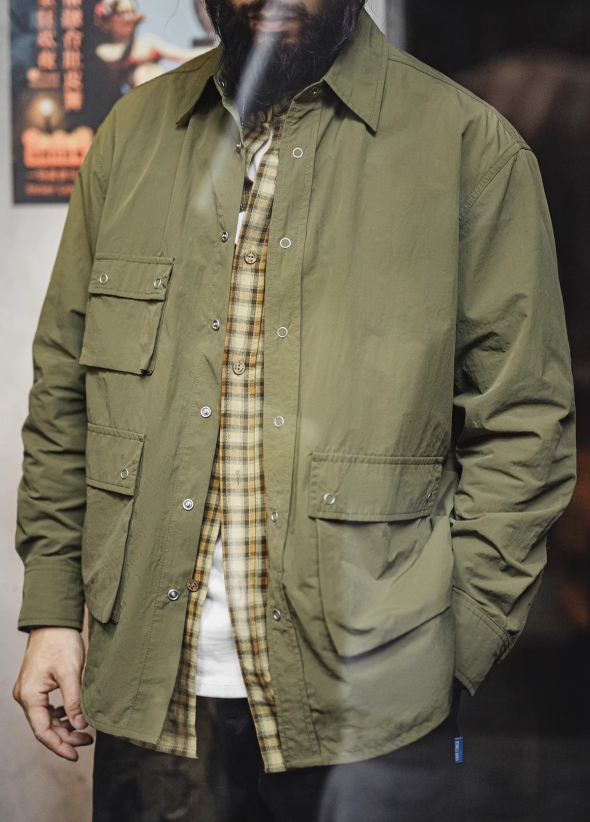 American Retro Pleated Outdoor Leisure Multi-Pocket Conventional Men's Shirt - Harmony Gallery