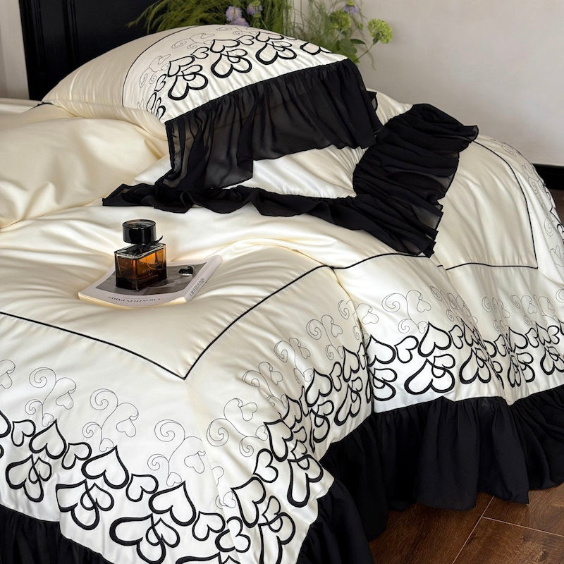 French Love Lace Cotton Four-Piece Heat Storage And Warmth Bed Set - Harmony Gallery