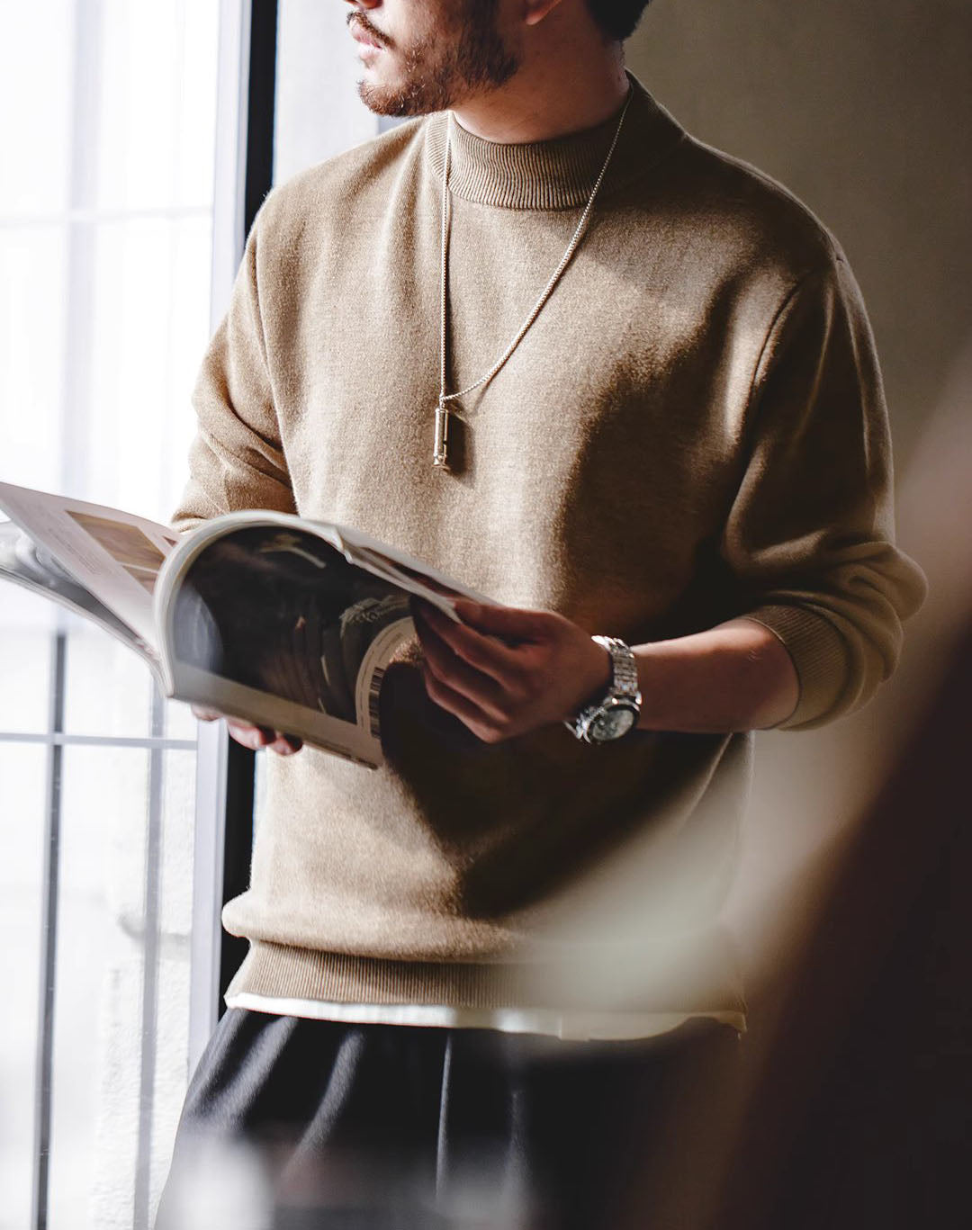 American Casual Half Turtleneck Pullover Warm Knitted Men's Sweater - Harmony Gallery