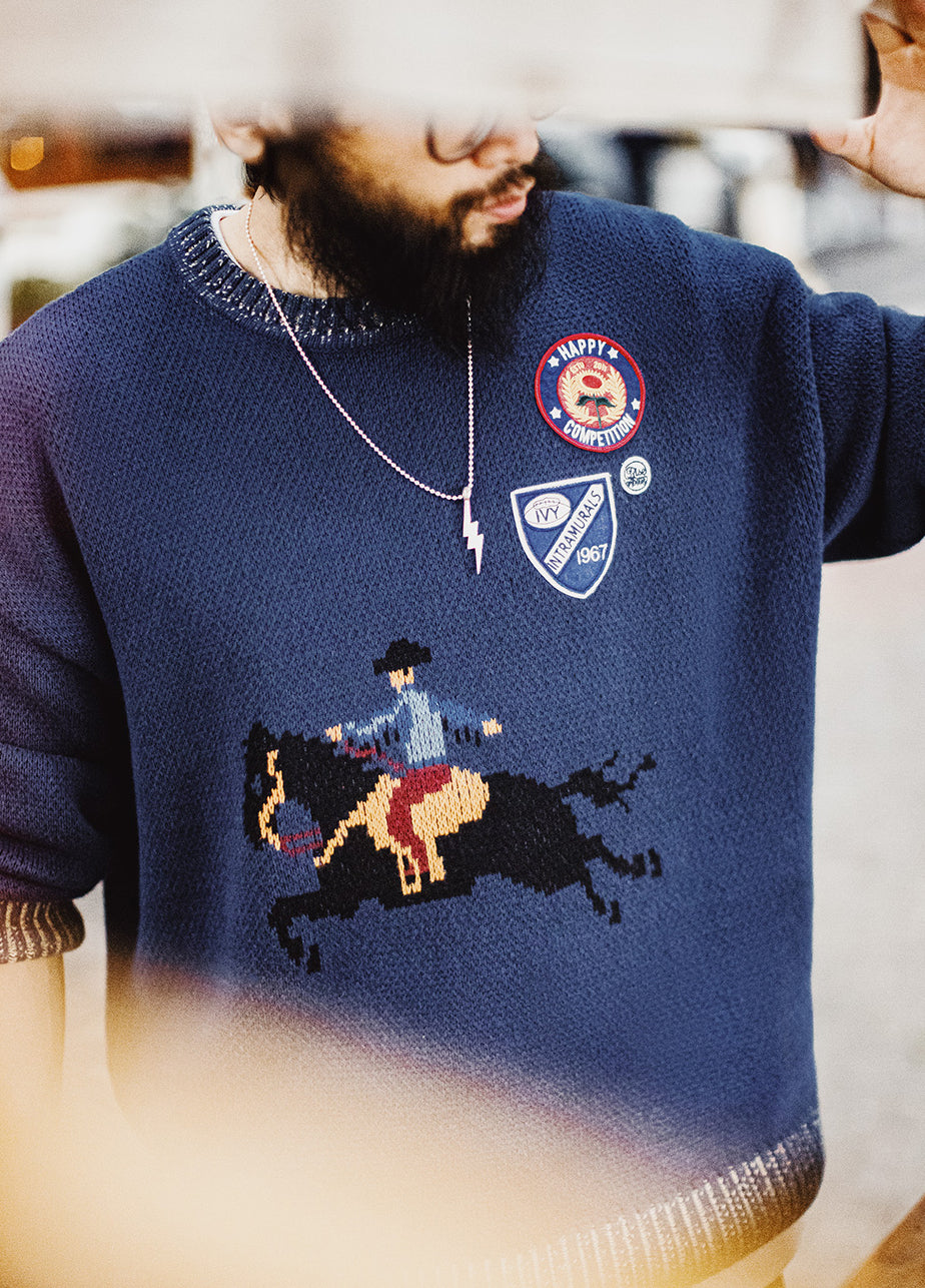 American Contrasting Color Warm Threaded Neckline Knitted Men's Sweater - Harmony Gallery