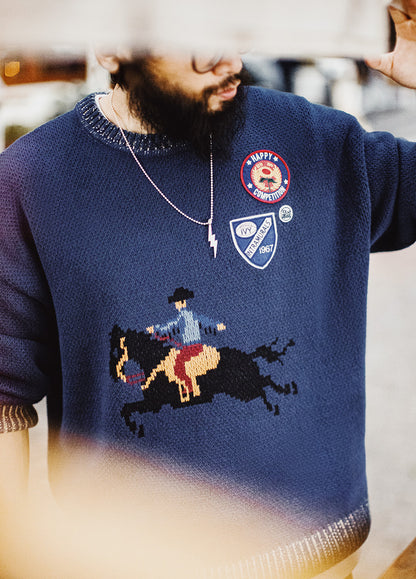 American Contrasting Color Warm Threaded Neckline Knitted Men's Sweater - Harmony Gallery