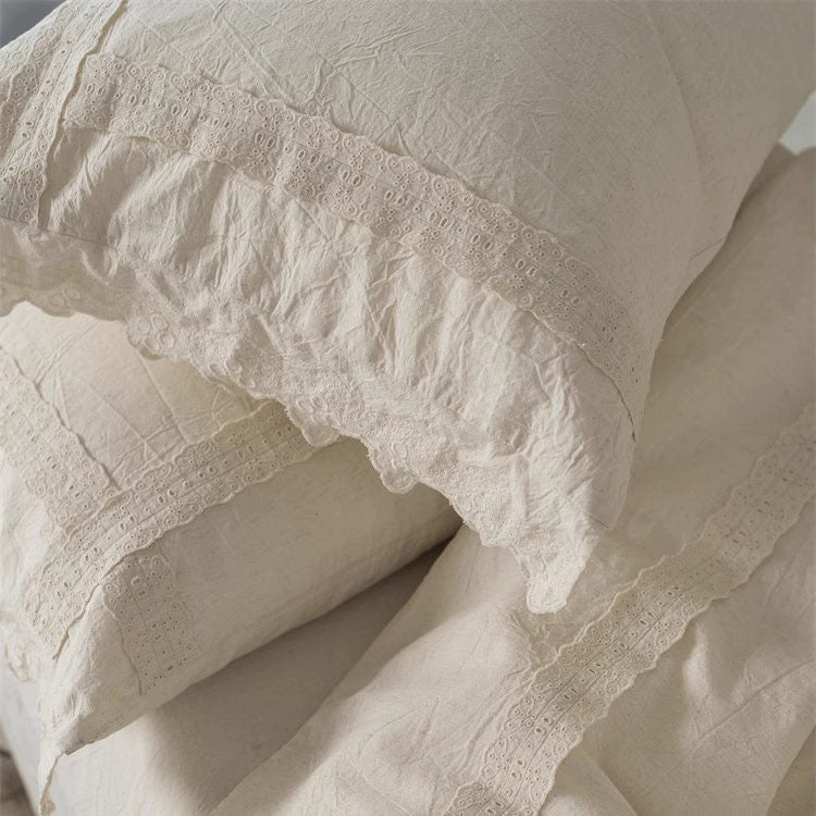 French Lace Cotton And Linen Pure Cotton Four-Piece Bed Set - Harmony Gallery