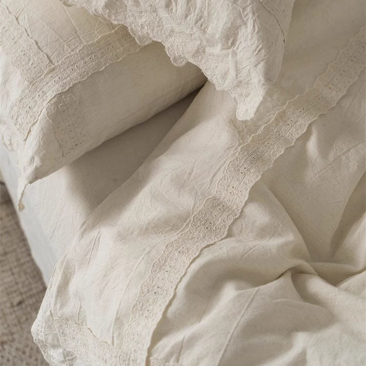 French Lace Cotton And Linen Pure Cotton Four-Piece Bed Set - Harmony Gallery