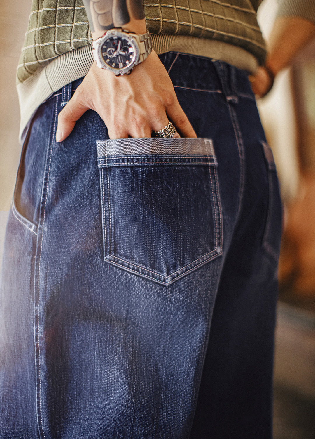 American Bamboo Washed Denim Straight Leg Slightly Tapered Men's Jeans