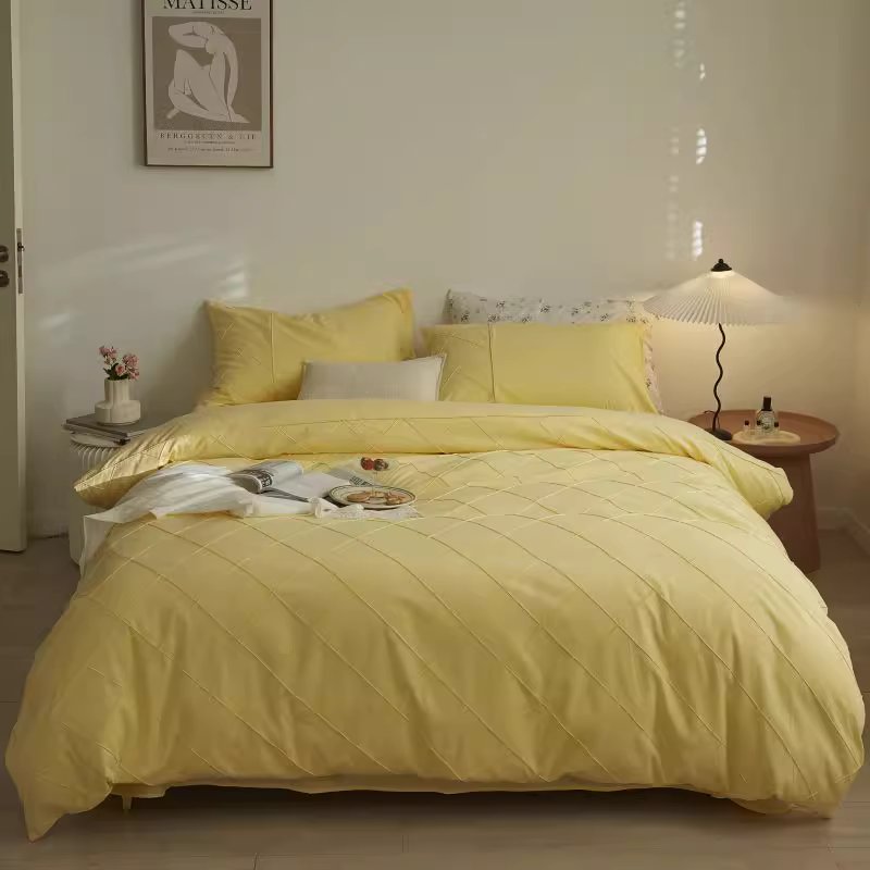 Nordic Rhombus Light Luxury Washed Cotton Four-Piece Bed Set - Harmony Gallery