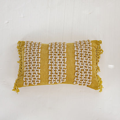 Golden Boho-Chic Tassel Vibrant Textured Decorative Throw Pillows - Harmony Gallery