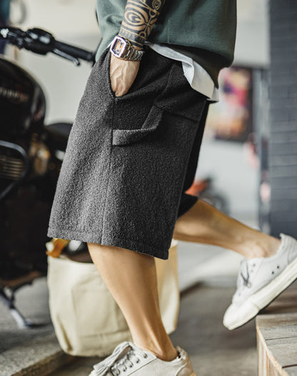 American Gray And Black Heavy Silhouette Breathable Guard Men's Shorts - Harmony Gallery