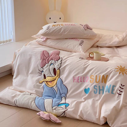 Disney Donald Duck Princess Daisy Washed Four-Piece Cotton Bed Set - Harmony Gallery