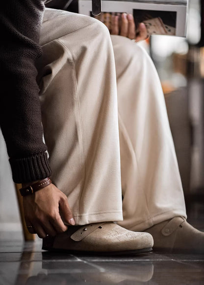 American Brushed Suede Sweatpants Lazy Loose Drape Wide-Leg  Men's Trousers - Harmony Gallery