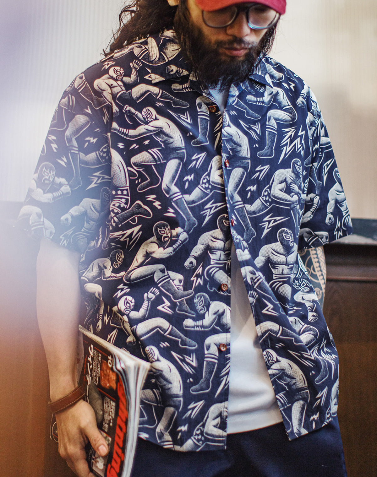 American Workwear Retro Full Print Cuban Collar Loose Hawaiian Men's Shirt - Harmony Gallery