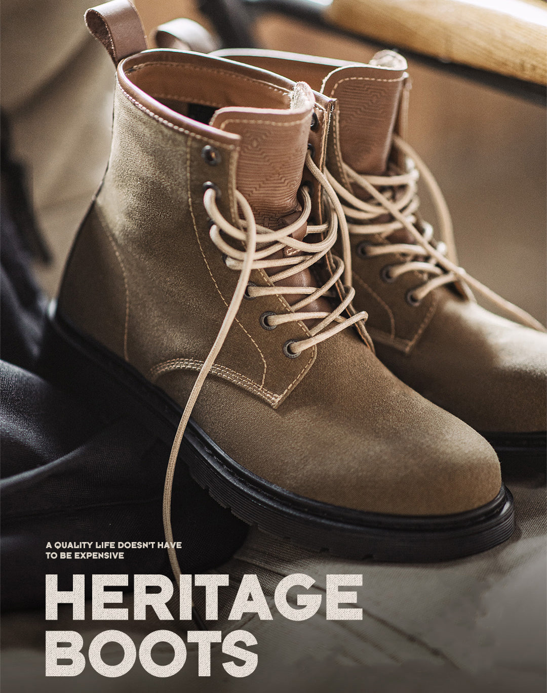 American Retro Age Of Navigation Waxed Canvas Martin Top Men's Boot - Harmony Gallery