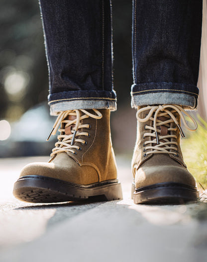 American Retro Age Of Navigation Waxed Canvas Martin Top Men's Boot - Harmony Gallery