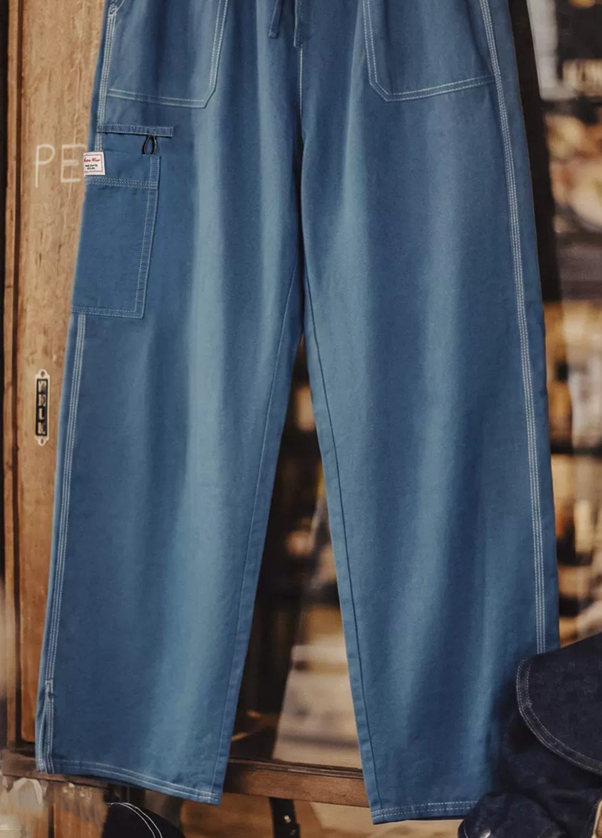 American Color-Blocked Multi-Pocket Work Pants Lightweight Men's Trousers