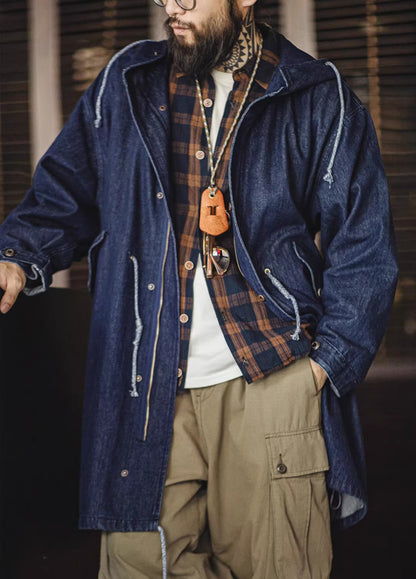 American Retro M51 Denim Fishtail Windbreaker Mid-Length Men's Jacket - Harmony Gallery