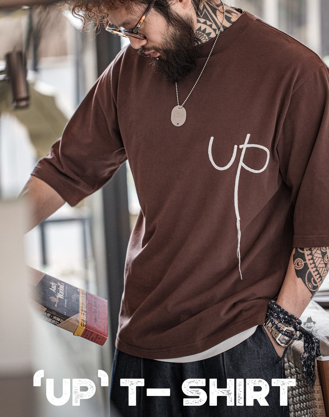 American Casual Letter Embroidery Cotton Loose Men's T-Shirt - Harmony Gallery