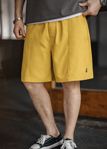 American Retro Anchor Embroidery Flowy Basic Old Money Men's Shorts