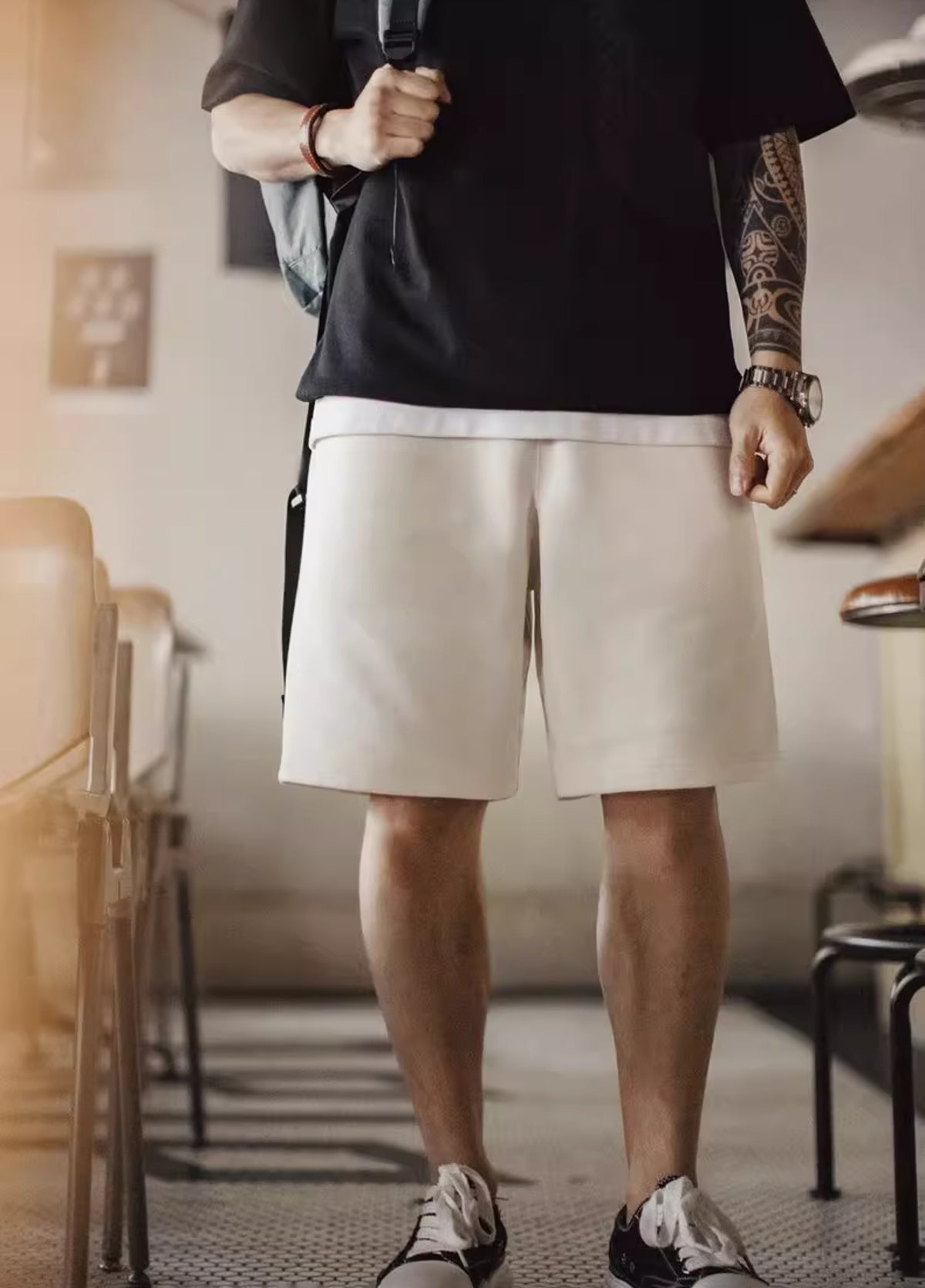 American Casual Heavy Cotton Loose Straight Thread Waist Men's Shorts - Harmony Gallery