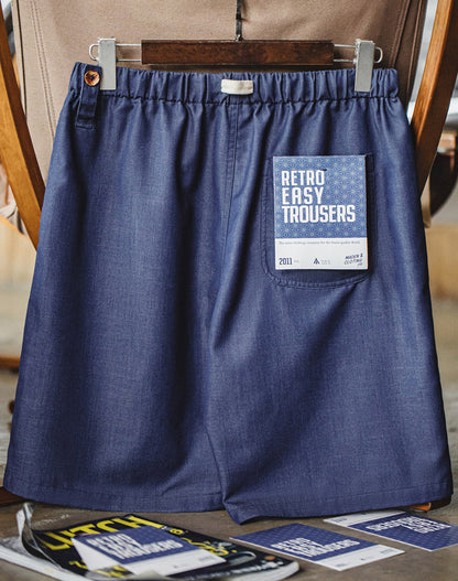American Retro Tencel Denim Elastic Waist Drawstring Men's Shorts - Harmony Gallery