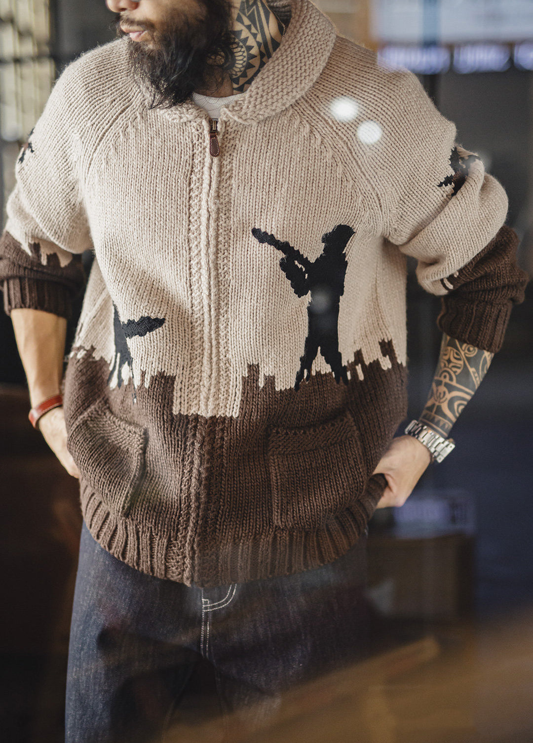 American Retro Embroidered Shawl Collar Cardigan Old Money Men's Jacket - Harmony Gallery