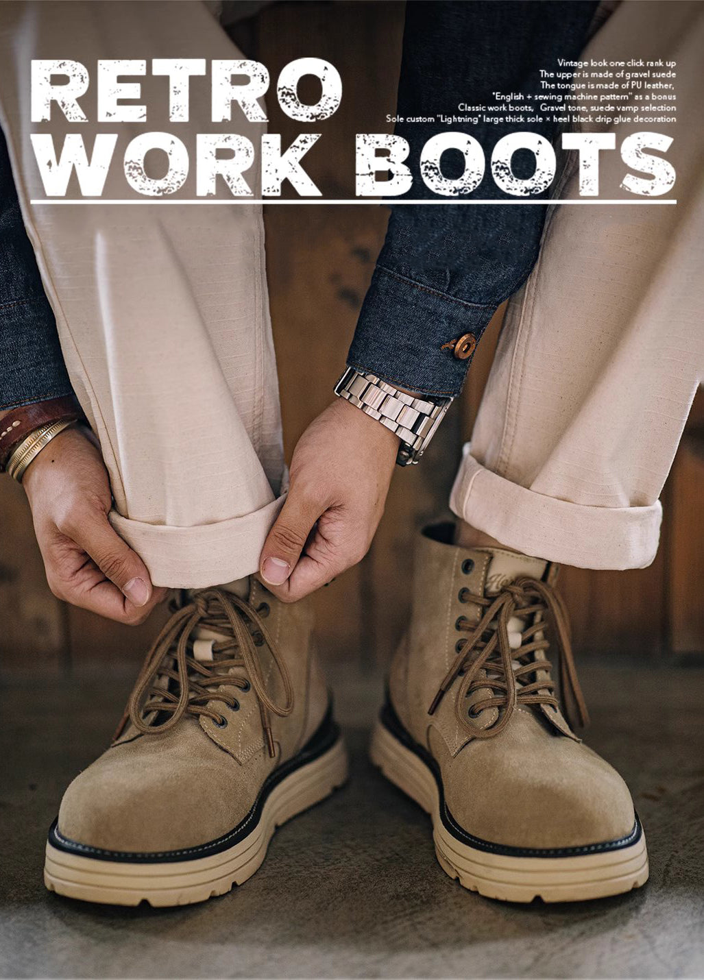 American Retro Winter Height-Enhancing Non-Slip Leather Men's Boot - Harmony Gallery