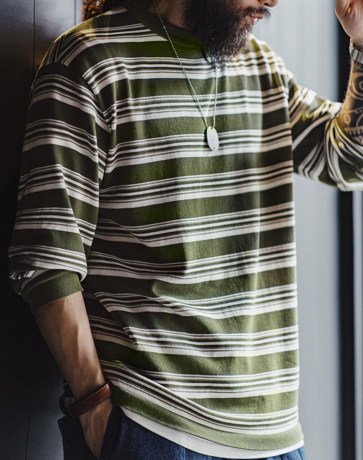 American Retro Contrast Ribbed Knitted Bottoming Men's Sweater - Harmony Gallery