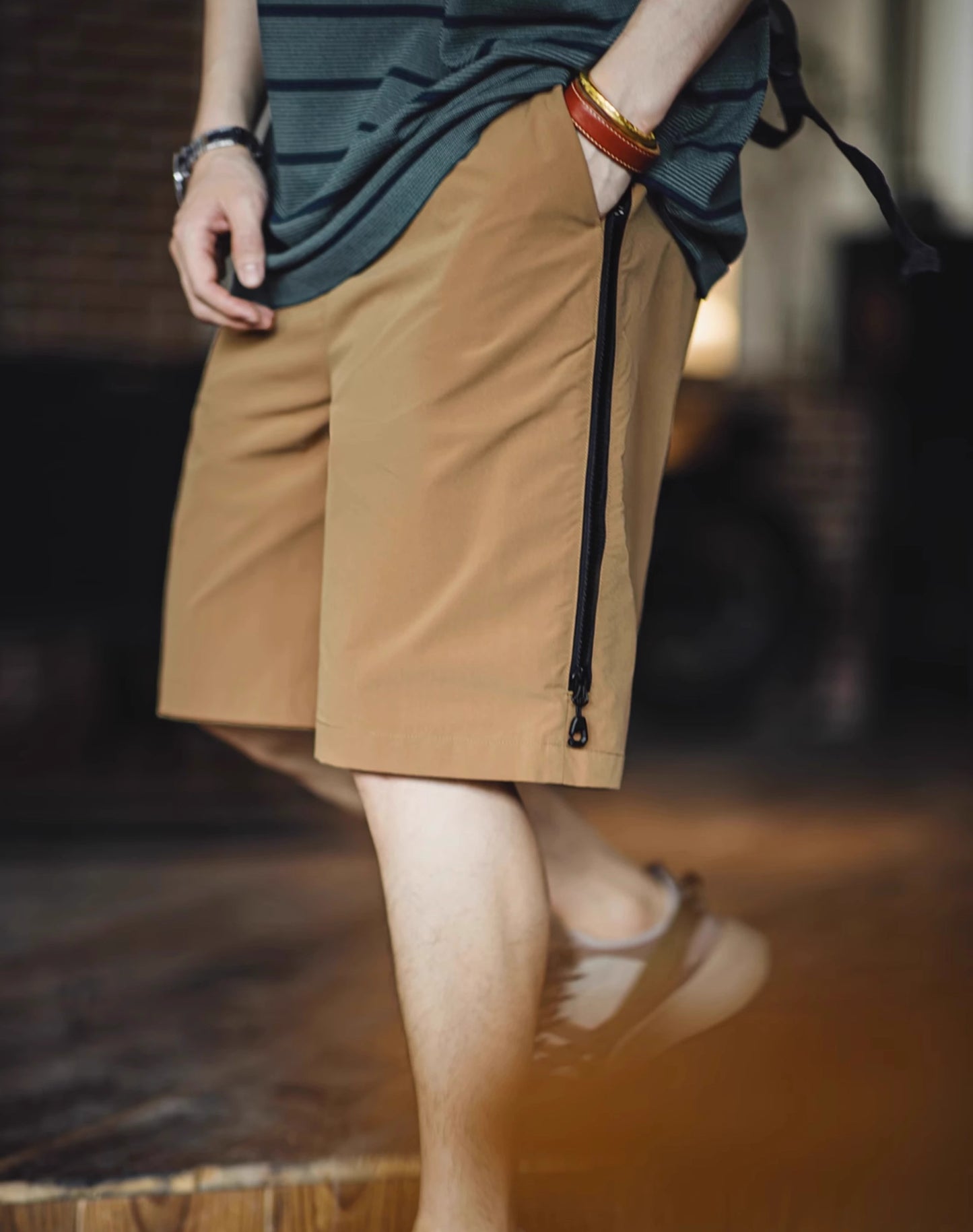 Mountain Contrast Color Splicing Zipper Functional Men's Shorts - Harmony Gallery