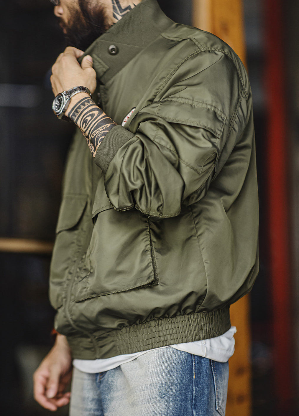 American Retro G8WEP Flight Short Standing Leading Thin Military Men's Jacket - Harmony Gallery
