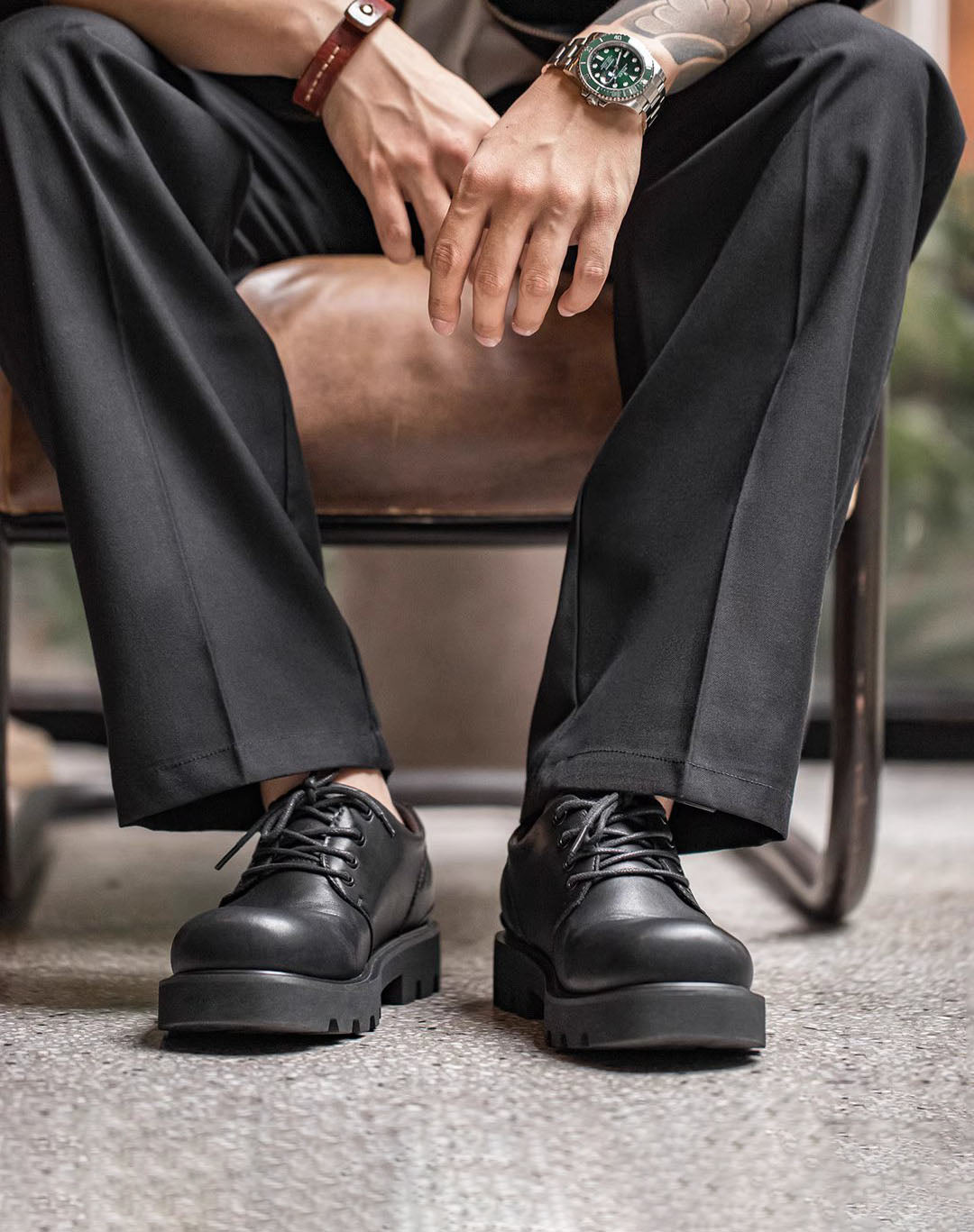 Square-toe Derby Matte Casual Leather Versatile Men's Dress Shoes - Harmony Gallery