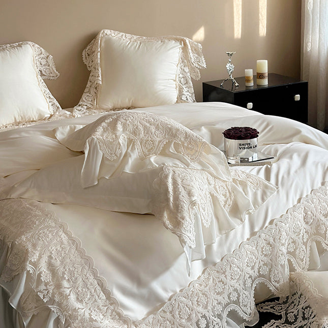 French Princess Romantic Lace Long-Staple Cotton Four-Piece Bed Set - Harmony Gallery