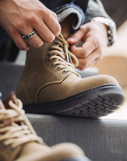 American Retro Age Of Navigation Waxed Canvas Martin Top Men's Boot - Harmony Gallery
