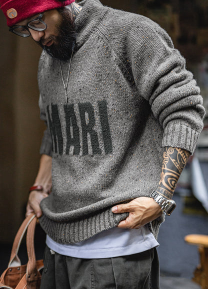 American Retro Jacquard Drape Pullover Knitwear Warm Elasticity Men's Sweater - Harmony Gallery