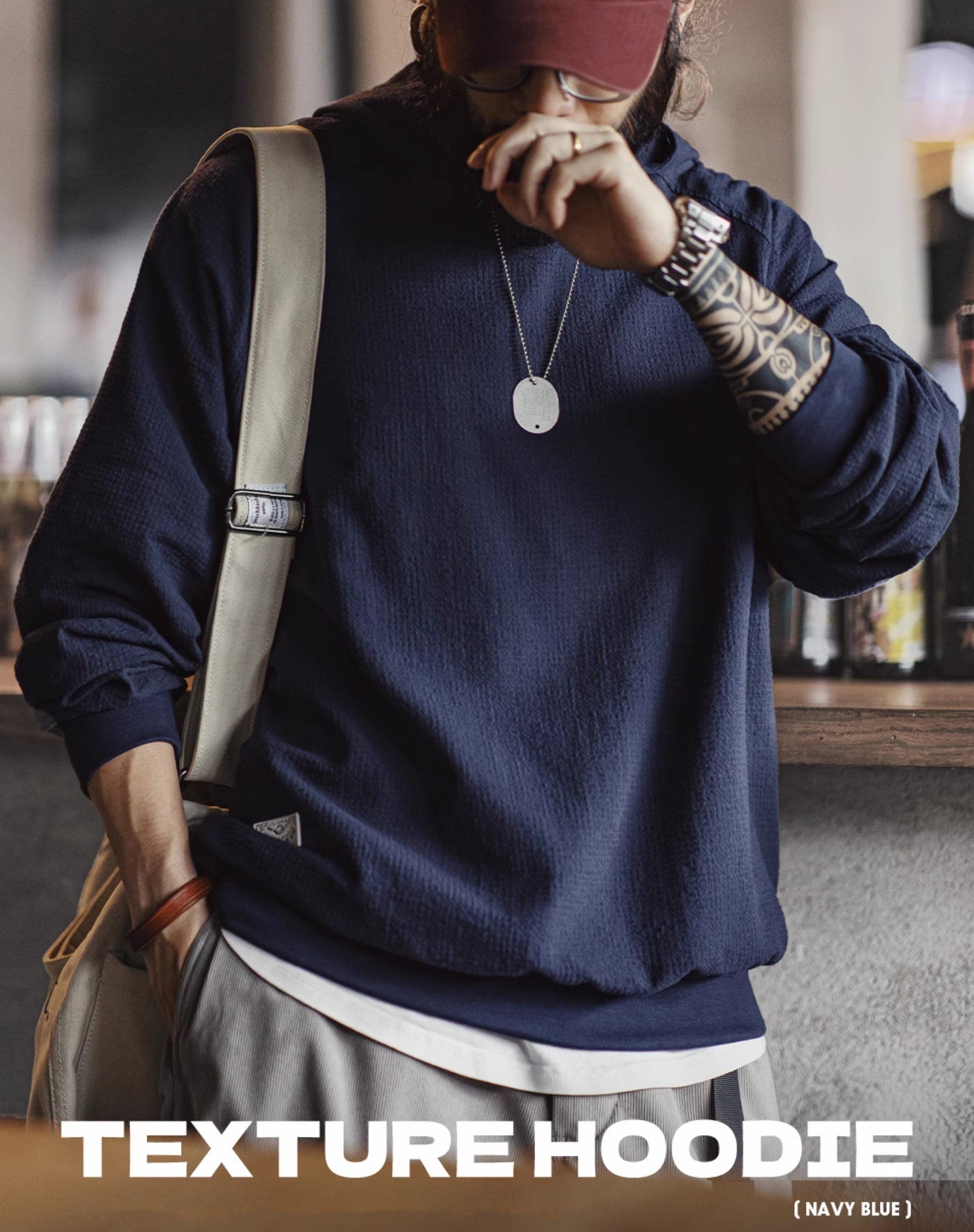 American Retro Jacquard Plaid Textured Raglan Sleeve Pullover Men's Sweater - Harmony Gallery