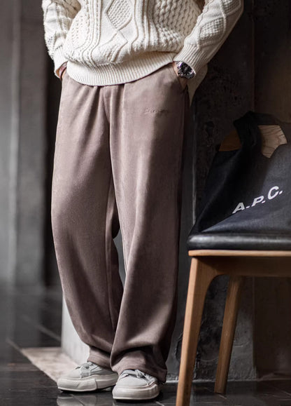 American Brushed Suede Sweatpants Lazy Loose Drape Wide-Leg  Men's Trousers - Harmony Gallery