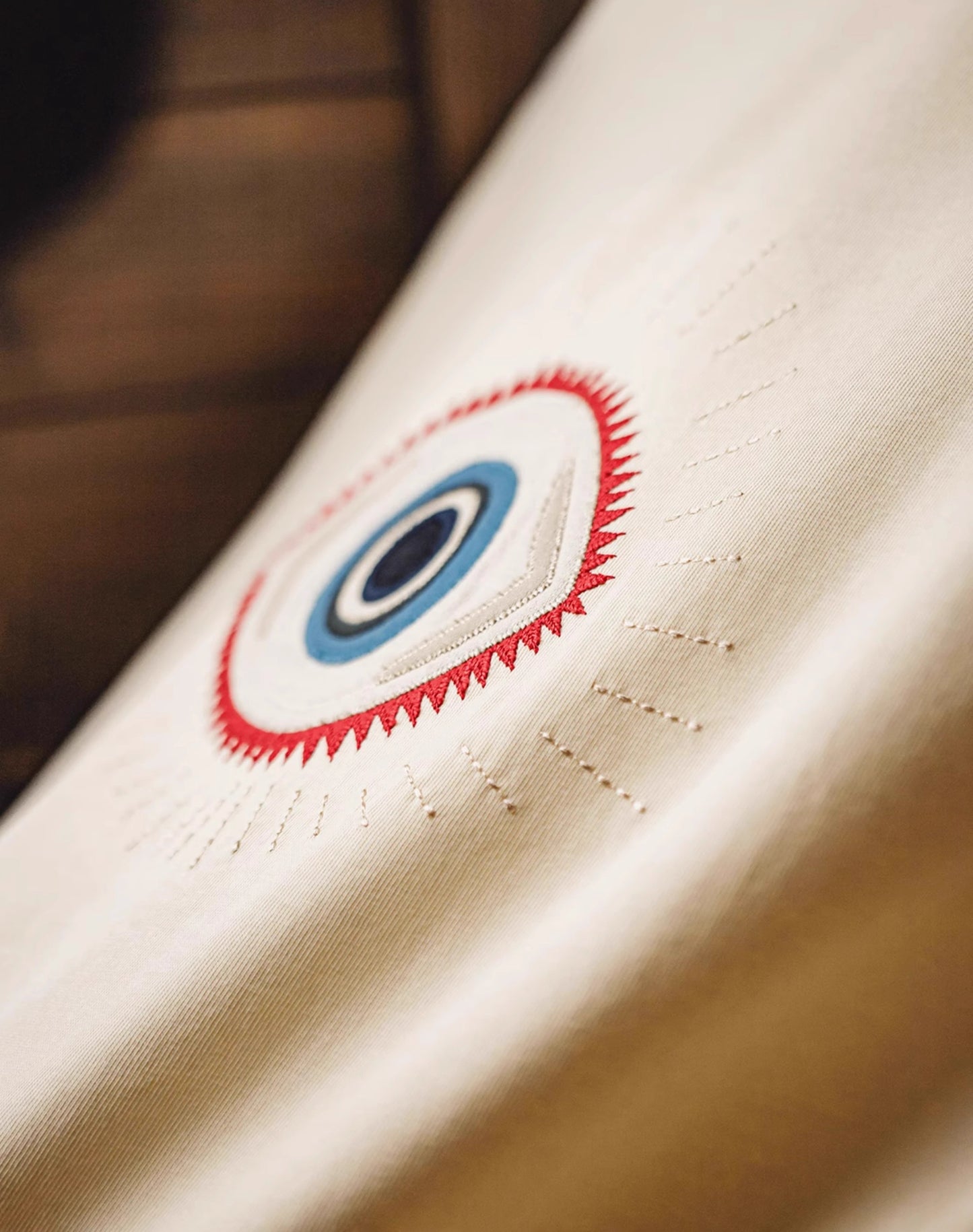 American Retro Guardian Eye Embroidered Cotton Men's T-Shirt - Harmony Gallery