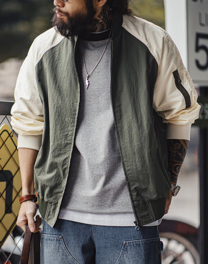 American Retro Contrast MA1 Pilot Color Matching Baseball Men's Jacket - Harmony Gallery