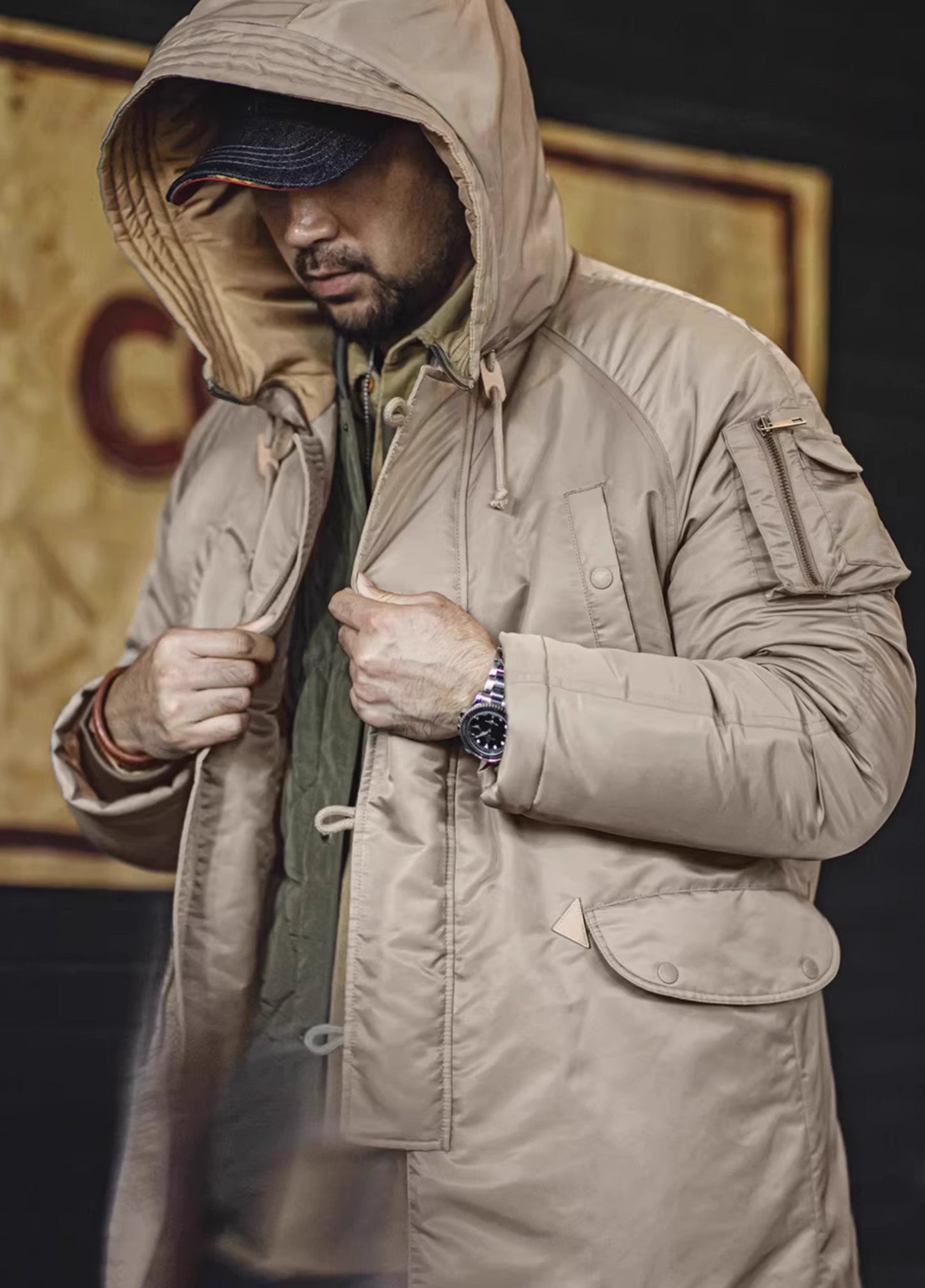 American N3B Pilot Cotton Military Thickened Mid-Length Keep Warm Men's Jacket - Harmony Gallery