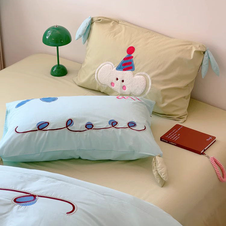 Girly Heart Cute Baby Elephant Four-Piece Pure Cotton Bed Set - Harmony Gallery