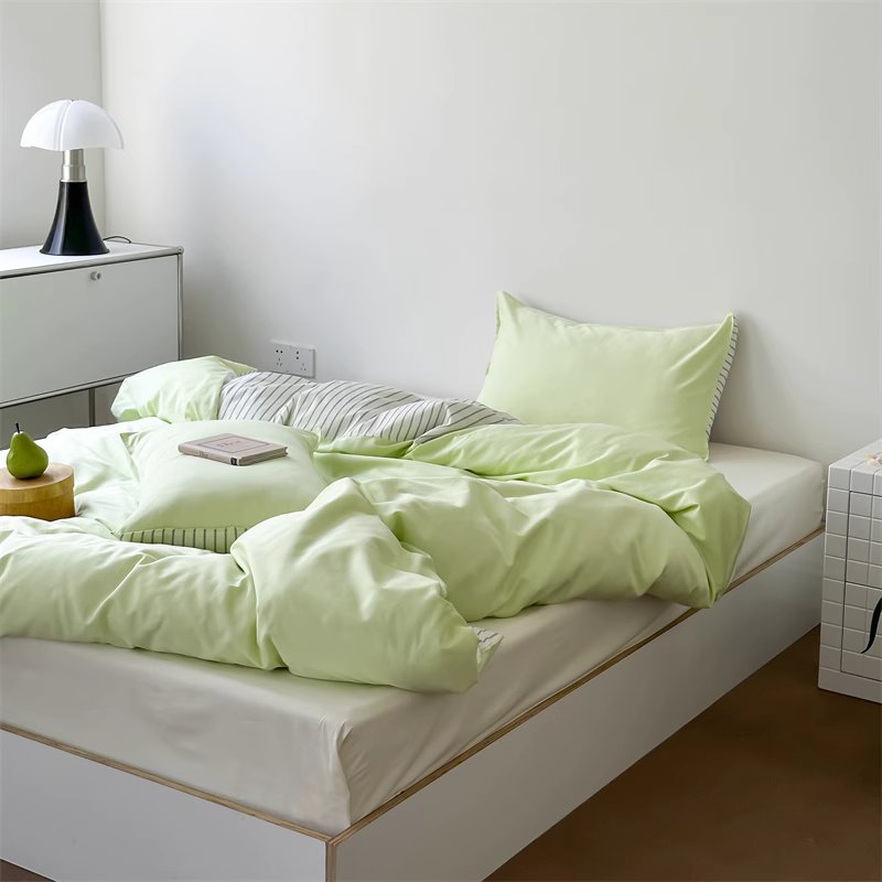 Nordic Modern Striped Washed Four-Piece Pure Cotton Bed Set - Harmony Gallery