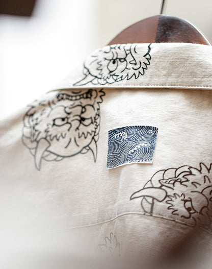 Retro Thor Printed Cotton Linen Loose Men's Shirt - Harmony Gallery
