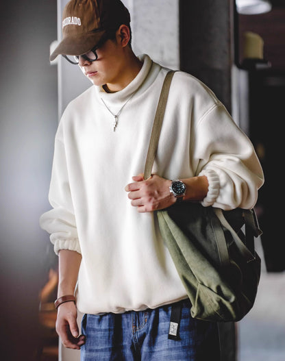 American Casual Polar Fleece Loose Lazy Pullover Men's Sweater - Harmony Gallery