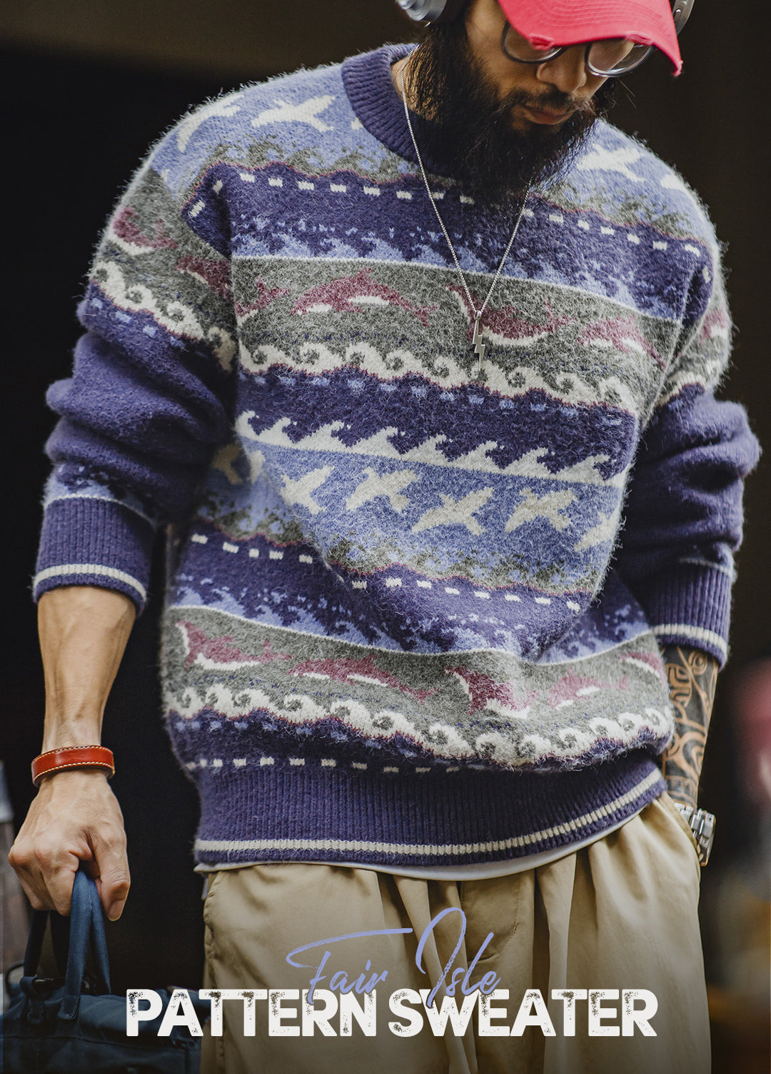 American Retro Fair Isle Pullover Thick Warm Outerwear Knitwear Men's Sweater - Harmony Gallery