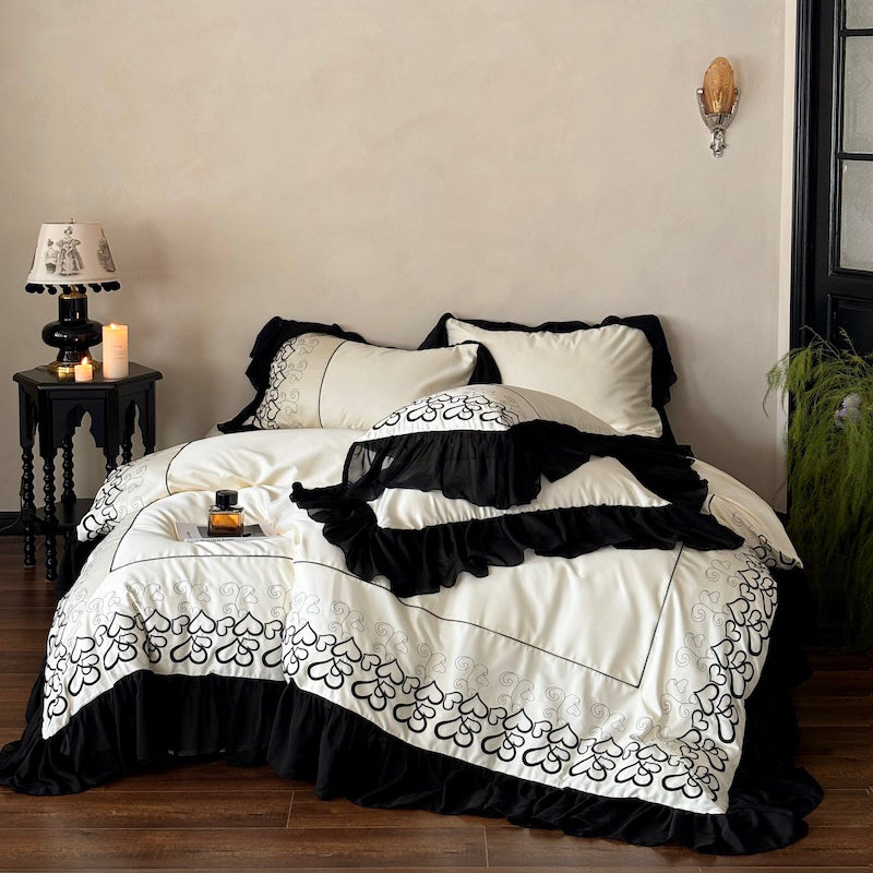 French Love Lace Cotton Four-Piece Heat Storage And Warmth Bed Set - Harmony Gallery